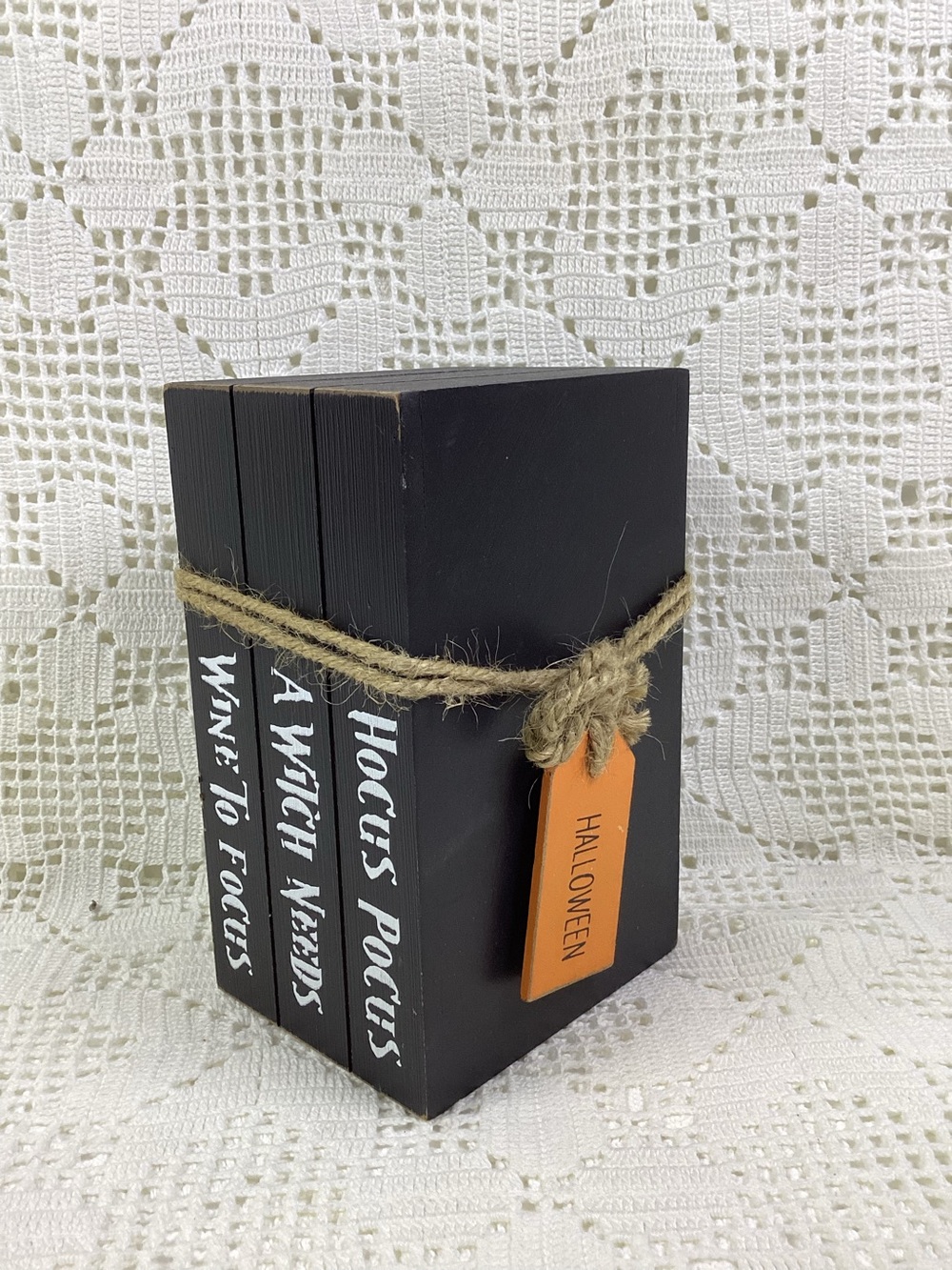 Black Halloween Hocus Pocus Decorative Book Stack
